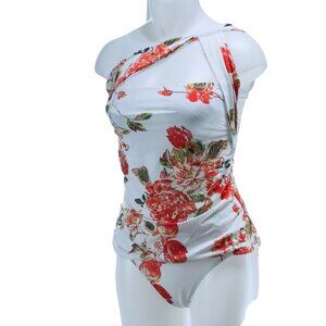 RACHEL ROY Women's 2 Piece Swimsuit Nylon Spandex White Floral Red Size S